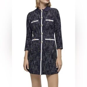 Maje Navy Tweed Dress